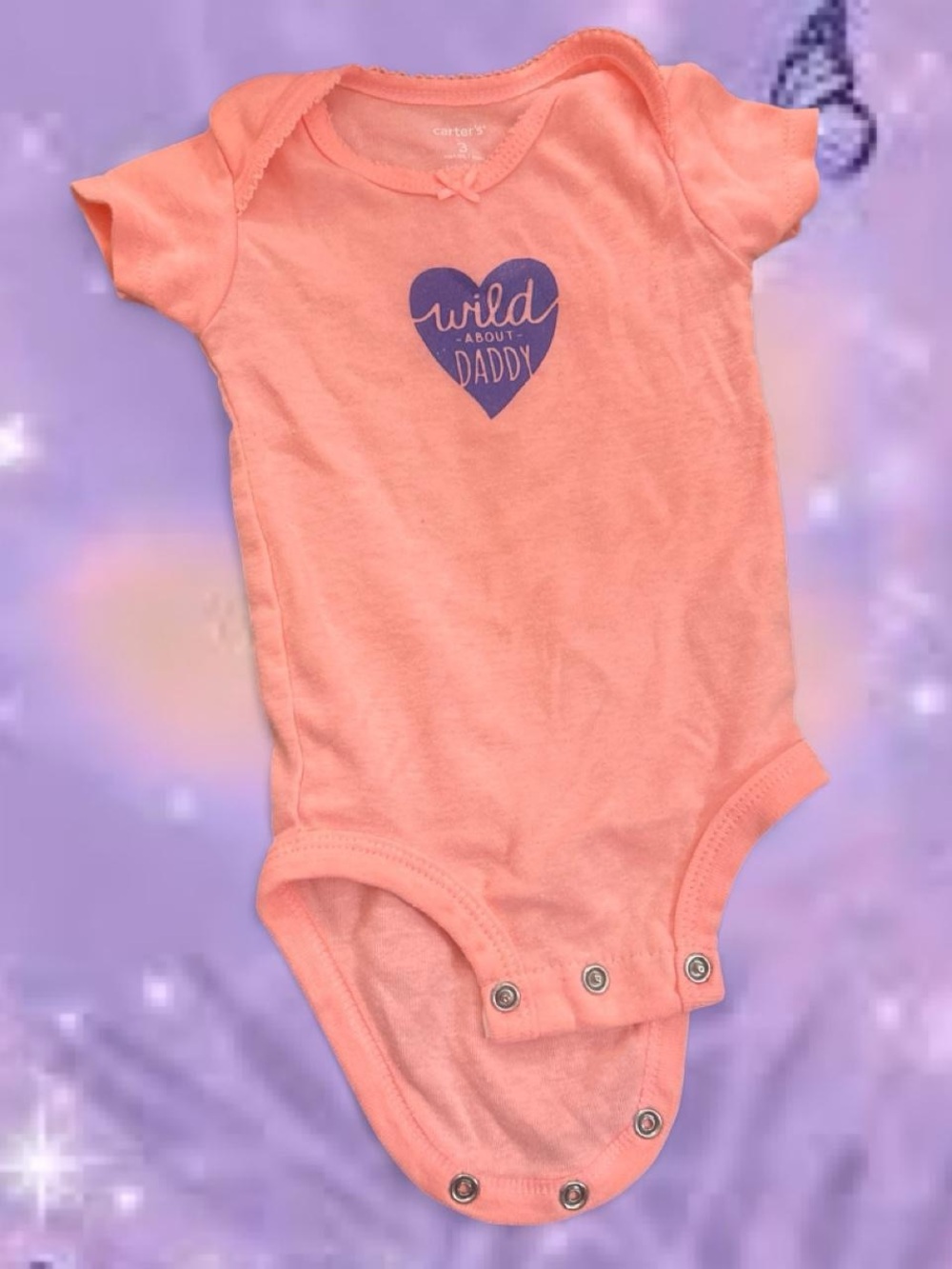 Carter's Peach Short-Sleeve 'Wild About Daddy' Baby Bodysuit